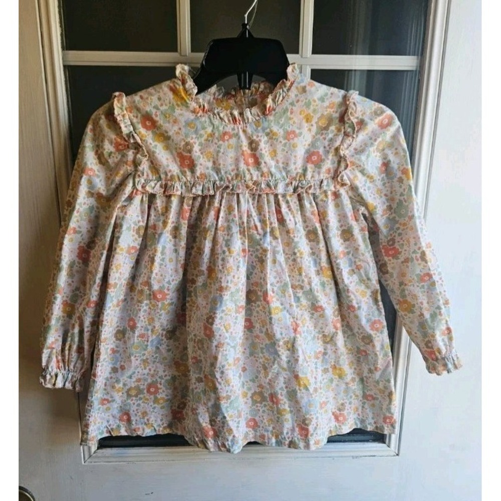 Sage And Lily Girls 8 Floral Blouse Tunic With Ruffles Modest High Neck Shirt